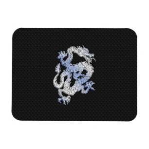 Chrome Style Dragon on Black Snake Skin Print Magnet