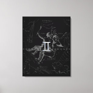 Chrome Style Gemini Zodiac-Zeichen auf Hevelius Leinwanddruck