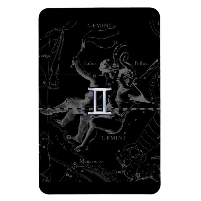 Chrome Style Gemini Zodiac-Zeichen auf Hevelius Magnet (Vertikal)