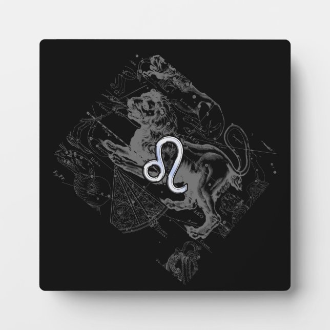 Chrome Style Leo Zodiac Karte Hevelius 1690 Fotoplatte (Vorderseite)