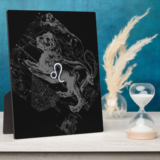 Chrome Style Leo Zodiac Karte Hevelius 1690 Fotoplatte (Seite)