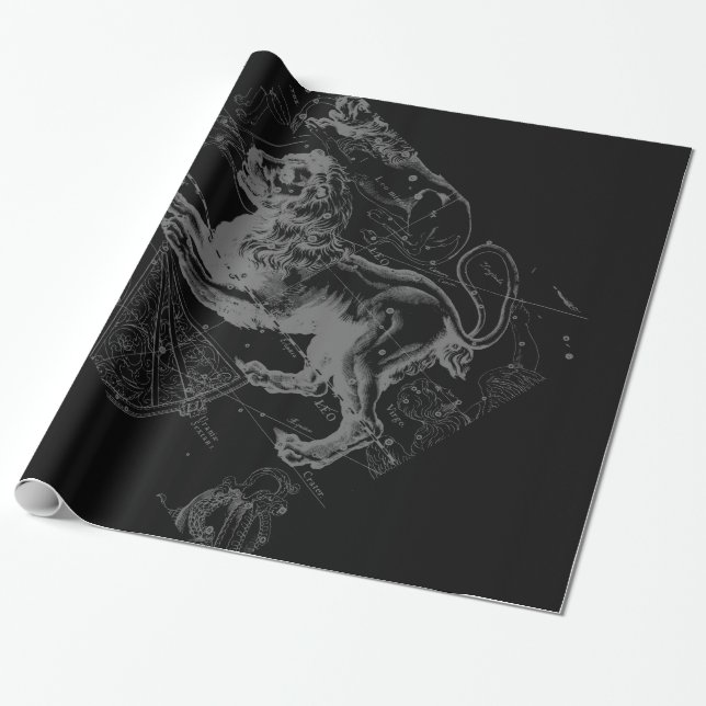 Chrome Style Leo Zodiac Sign auf Hevelius Geschenkpapier (Ungerollt)