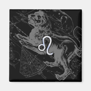 Chrome Style Leo Zodiac Sign auf Hevelius Magnet