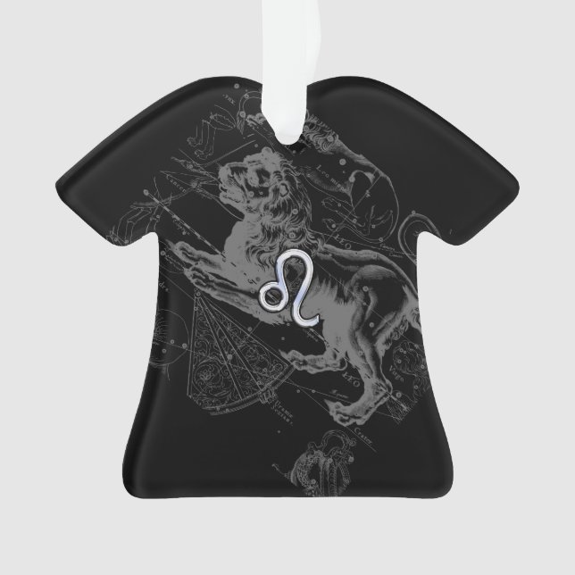 Chrome Style Leo Zodiac Sign auf Hevelius Ornament (Vorderseite)