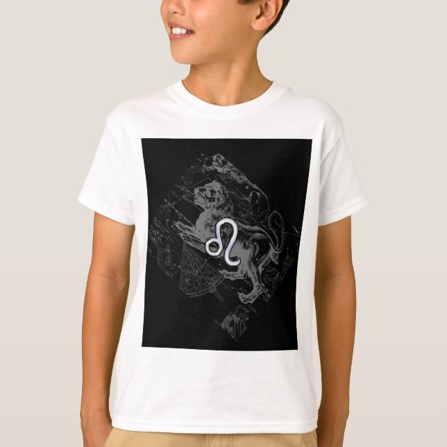 Chrome Style Leo Zodiac Sign auf Hevelius T-Shirt (Vorderseite)
