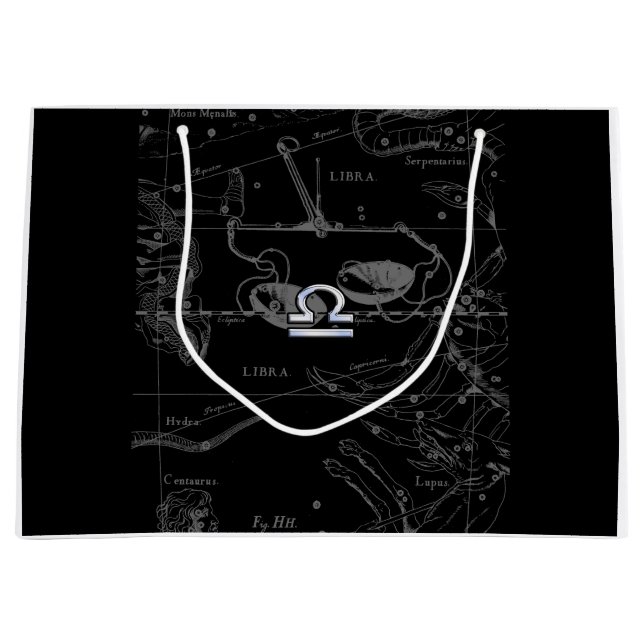 Chrome Style Libra Zodiac-Zeichen auf Hevelius Große Geschenktüte (Vorderseite)