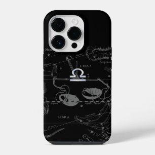 Chrome Style Libra Zodiac-Zeichen auf Hevelius iPhone 14 Pro Hülle