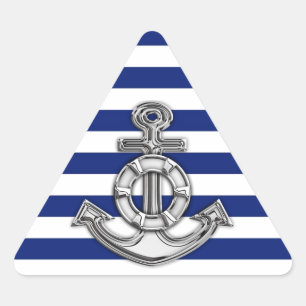 Chrome Style Lifesaver auf nautischen Streifen Dreieckiger Aufkleber