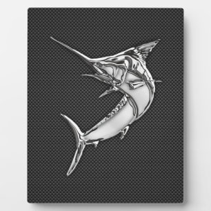 Chrome Style Marlin auf Carbon Fibre Fotoplatte