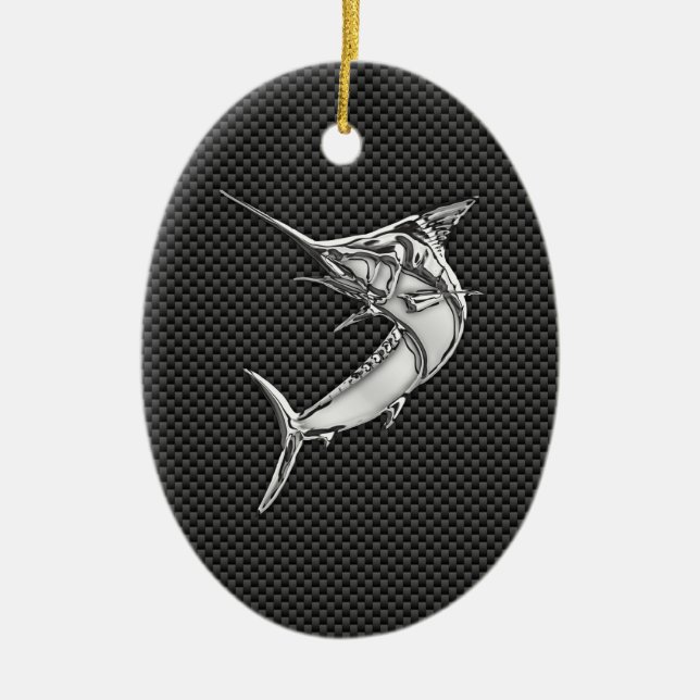 Chrome Style Marlin auf Carbon Fibre Keramikornament (Vorne)