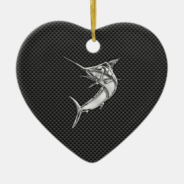 Chrome Style Marlin auf Carbon Fibre Keramikornament (Vorne)