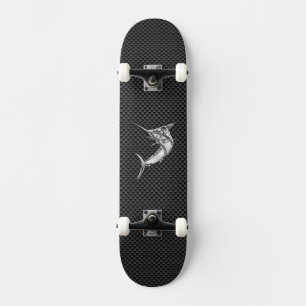 Chrome Style Marlin auf Carbon Fibre Skateboard