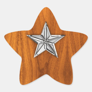 Chrome Style Nautical Star auf Teak Veneer Stern-Aufkleber