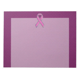 Chrome Style Pink Ribbon Awareness Carbon Fibre Notizblock