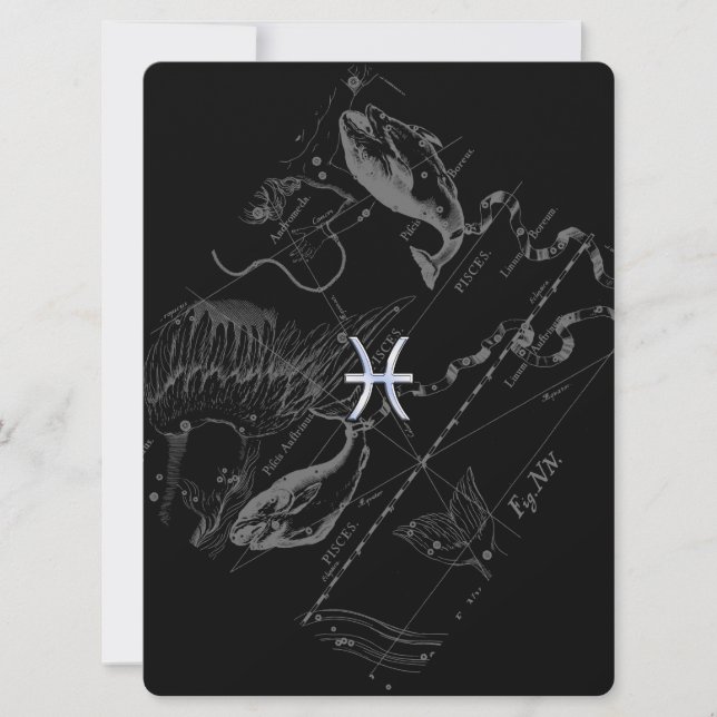 Chrome Style Pisces Zodiac Symbol auf Hevelius (Vorderseite)