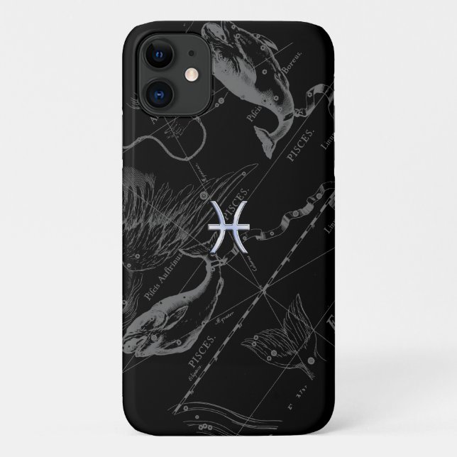 Chrome Style Pisces Zodiac-Zeichen auf Hevelius Case-Mate iPhone Hülle (Rückseite)