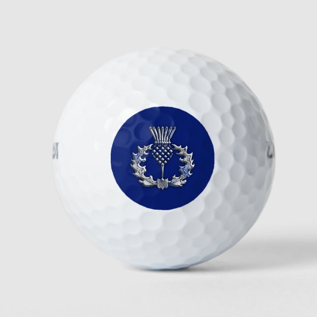 Chrome Style Print Scottish Thistle Golfball (Vorderseite)