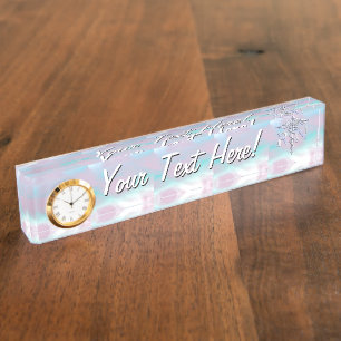 Chrome Style RN Caduceus Medical Mother Pearl Look Namensplakette