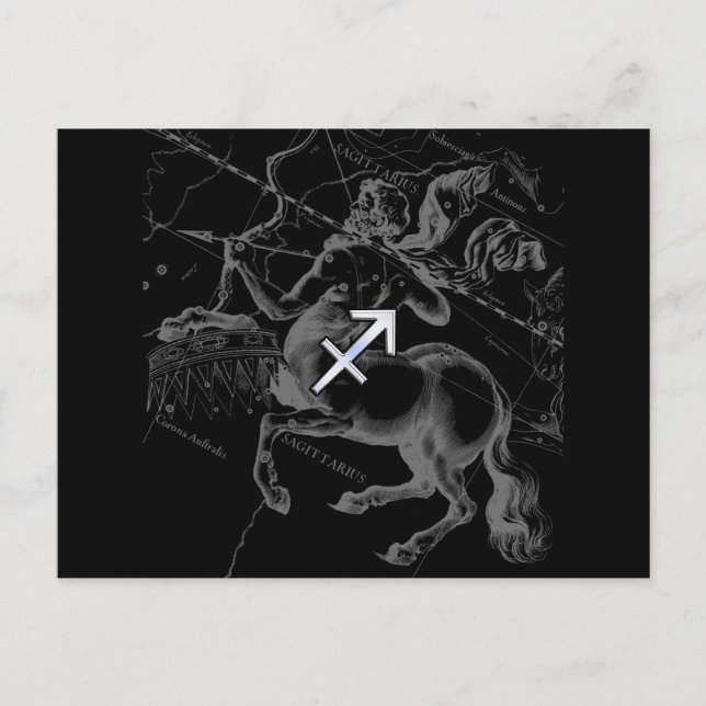 Chrome Style Sagittarius Zodiac-Zeichen auf Heveli Postkarte (Vorderseite)