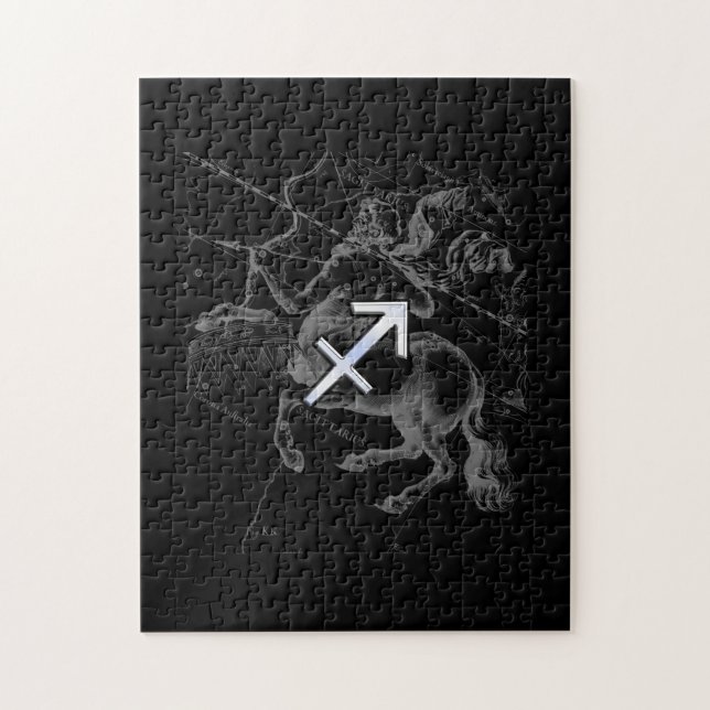 Chrome Style Sagittarius Zodiac-Zeichen auf Heveli Puzzle (Vertikal)