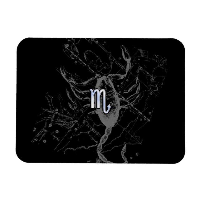 Chrome Style Scorpio Zodiac Symbol auf Hevelius Magnet (Horizontal)