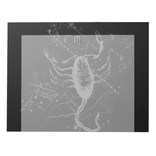 Chrome Style Scorpio Zodiac Symbol auf Hevelius Notizblock (Vorderseite)