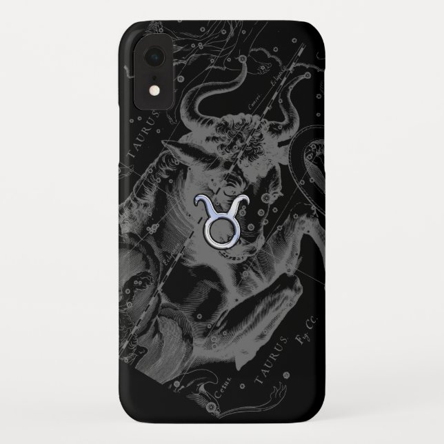 Chrome Style Taurus Zodiac-Zeichen auf Hevelius Bl Case-Mate iPhone Hülle (Rückseite)