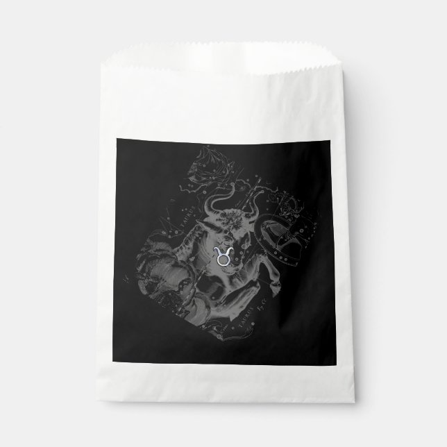 Chrome Style Taurus Zodiac-Zeichen auf Hevelius Bl Geschenktütchen (Vorderseite)