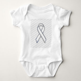 Chrome Style Weiße Schleife Awareness Houndstooth Baby Strampler