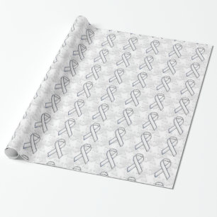 Chrome Style Weiße Schleife Awareness Houndstooth Geschenkpapier