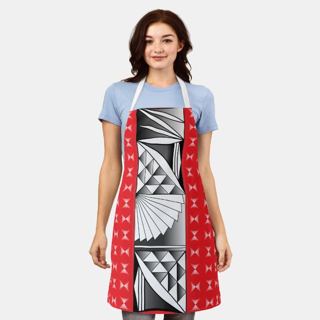 Chrome Sunrise on Red Schürze (Getragen)