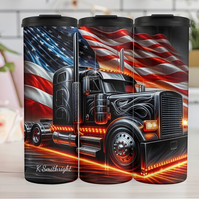 Chrome Truck American Flag Spark Thermosbecher (Von Creator hochgeladen)