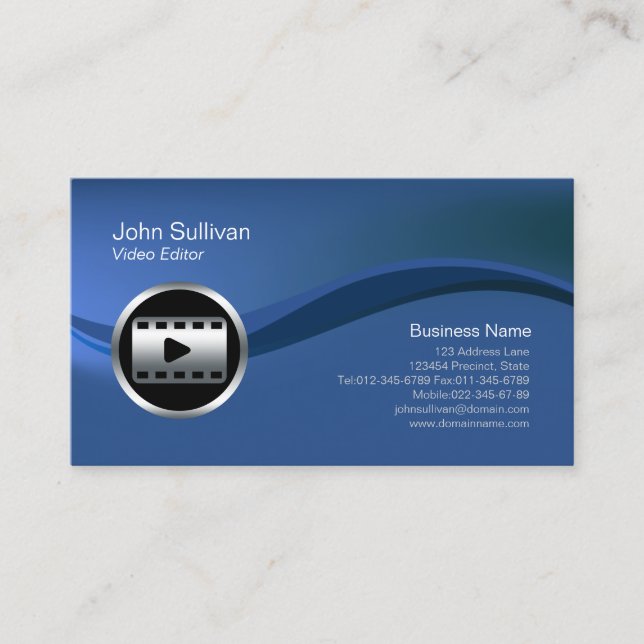 Chrome Video Clip Icon Video Editor Business Card Visitenkarte (Vorderseite)