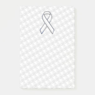 Chrome White auf White Ribbon Awareness Hahnentrit Post-it Klebezettel