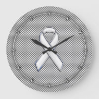 Chrome White Ribbon Awareness Carbon Fibre Dekor