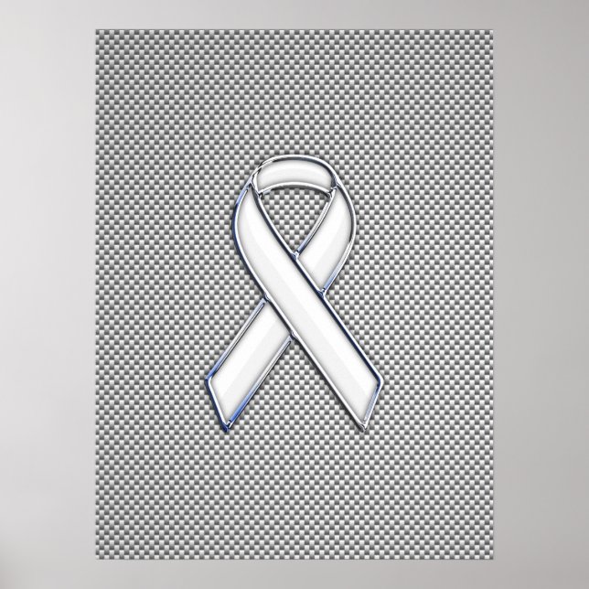 Chrome White Ribbon Awareness Carbon Fibre Dekor Poster (Vorne)
