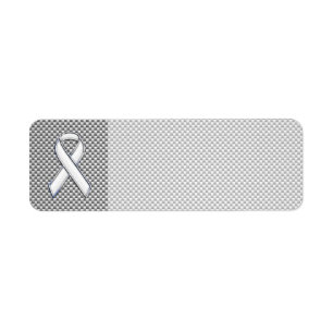 Chrome White Ribbon Awareness Carbon Fibre Print