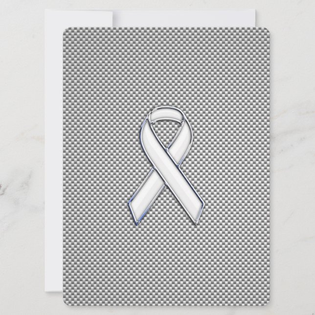 Chrome White Ribbon Awareness Carbon Fibre Print (Vorderseite)