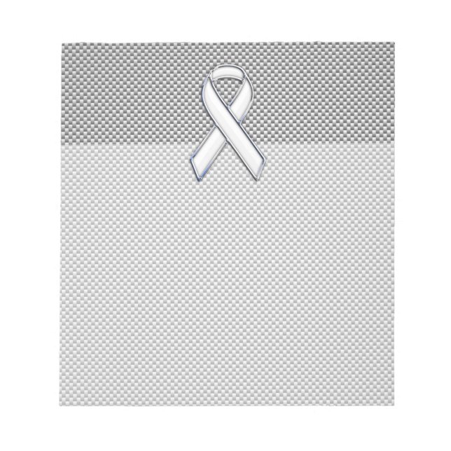 Chrome White Ribbon Awareness Carbon Fibre Print Notizblock (Vorderseite)