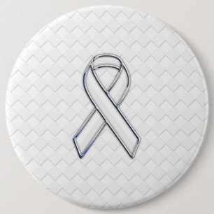 Chrome White Ribbon Awareness on Checkers Button