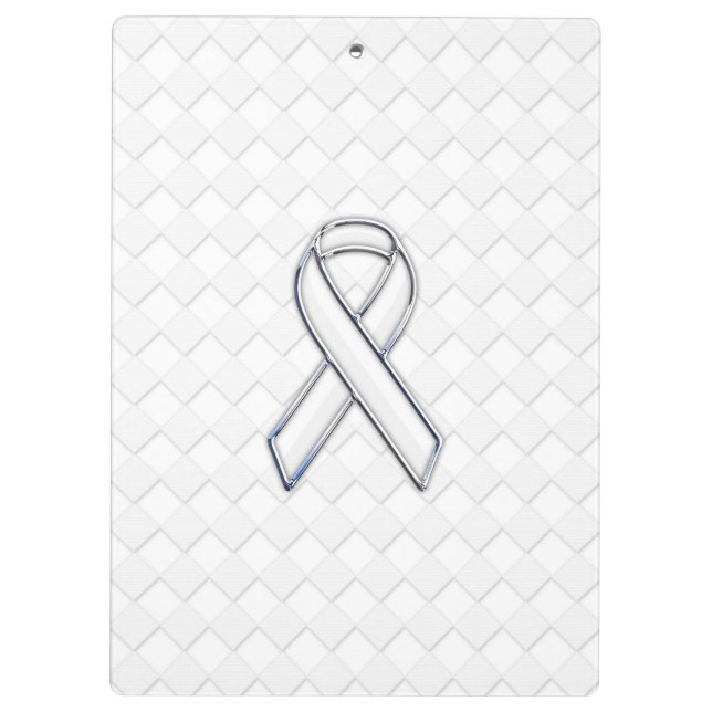 Chrome White Ribbon Awareness on Checkers Klemmbrett (Rückseite)
