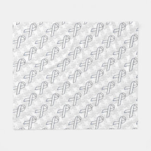 Chrome White Ribbon Awareness on Houndstooth Style Fleecedecke
