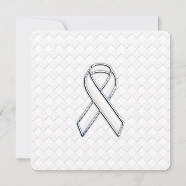 Chrome White Ribbon-Bewusstsein auf Schachbretter  (Vorderseite)