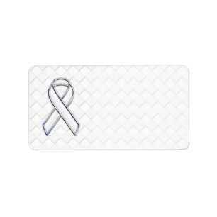 Chrome White Ribbon-Bewusstsein auf Schachbretter  Adressaufkleber