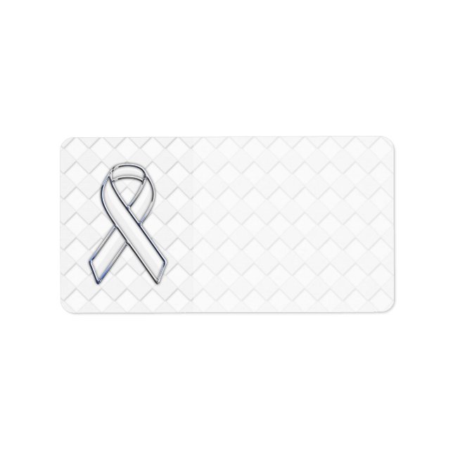 Chrome White Ribbon-Bewusstsein auf Schachbretter  Adressaufkleber (Vorne)