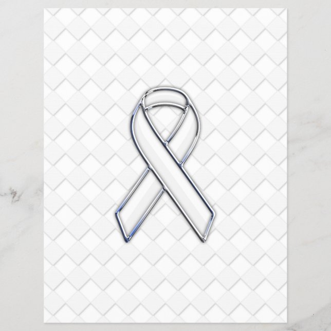 Chrome White Ribbon-Bewusstsein auf Schachbretter  Flyer (Vorne)