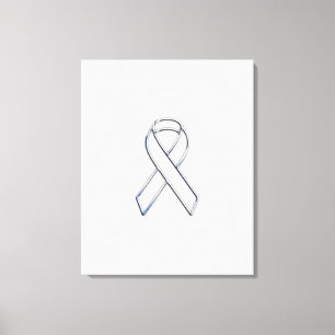 Chrome White Ribbon-Bewusstsein auf Schachbretter  Leinwanddruck
