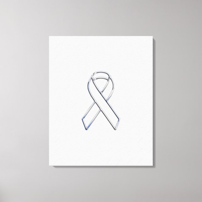Chrome White Ribbon-Bewusstsein auf Schachbretter  Leinwanddruck (Vorderseite)