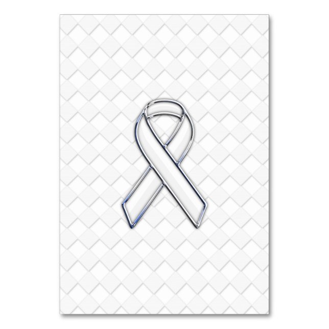 Chrome White Ribbon-Bewusstsein auf Schachbretter  Tischnummer (Vorderseite)