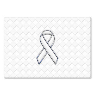 Chrome White Ribbon-Bewusstsein auf Schachbretter  Tischnummer